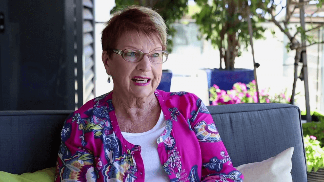 Woman speaking to camera