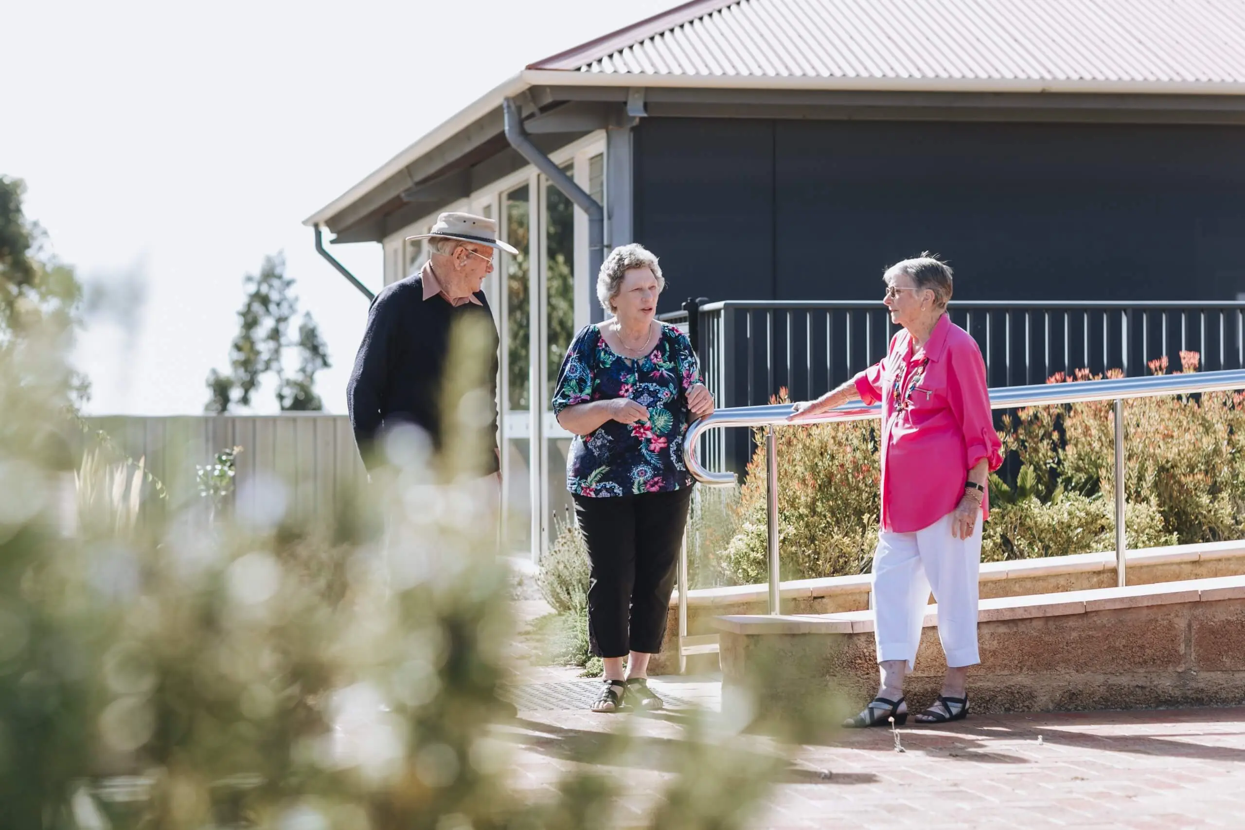Retirees outside conversing St Ives